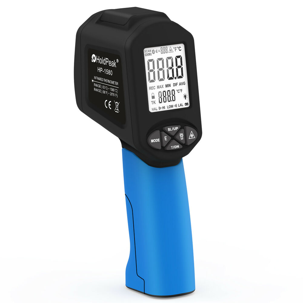 Industrial Laser Thermometer Gun - HoldPeak HP-1580 Handheld Infrared Thermometer Non-Contact