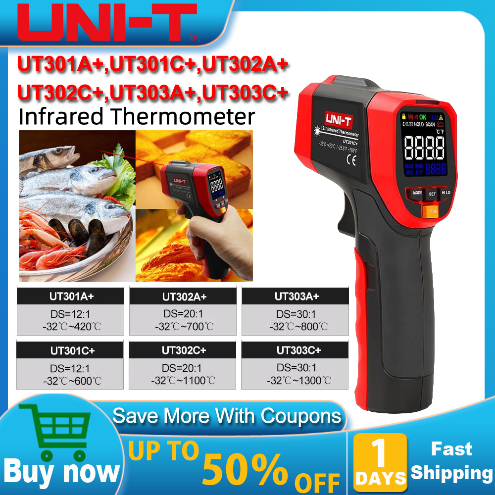 Industrial Laser Thermometer Gun - UNI-T UT301A+ UT301C+ Non Contact Infrared