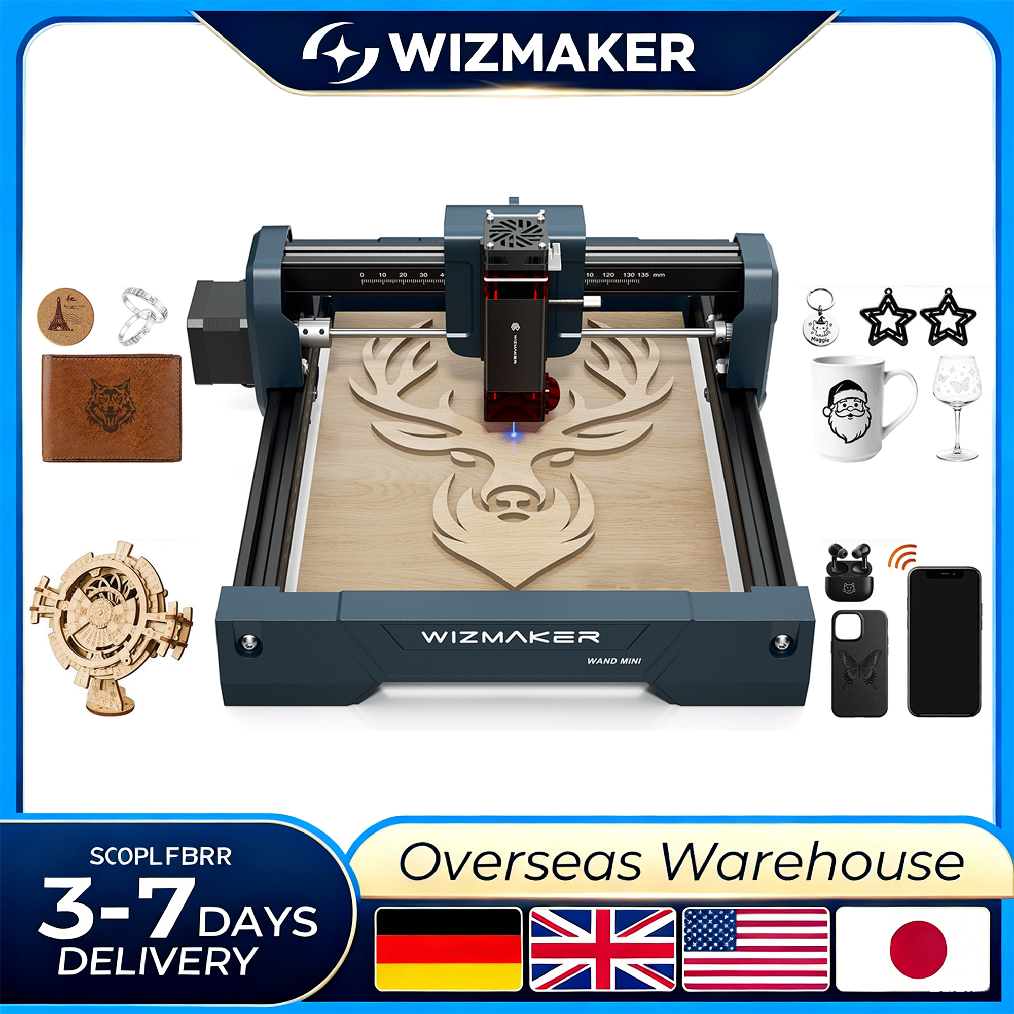 WIZMAKER WAND MINI DIY Laser E - مراجعة Laser Engraving Software وسعره