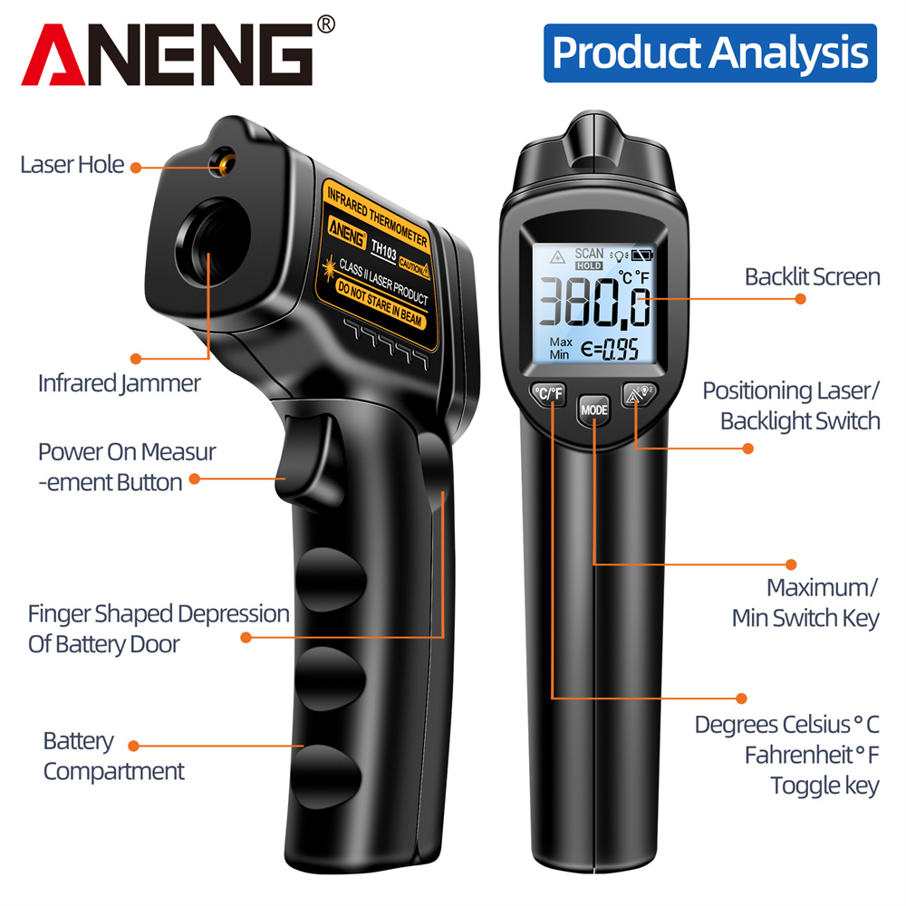 Infrared Laser Thermometer Ind - مراجعة Industrial Laser Thermometer Gun وسعره