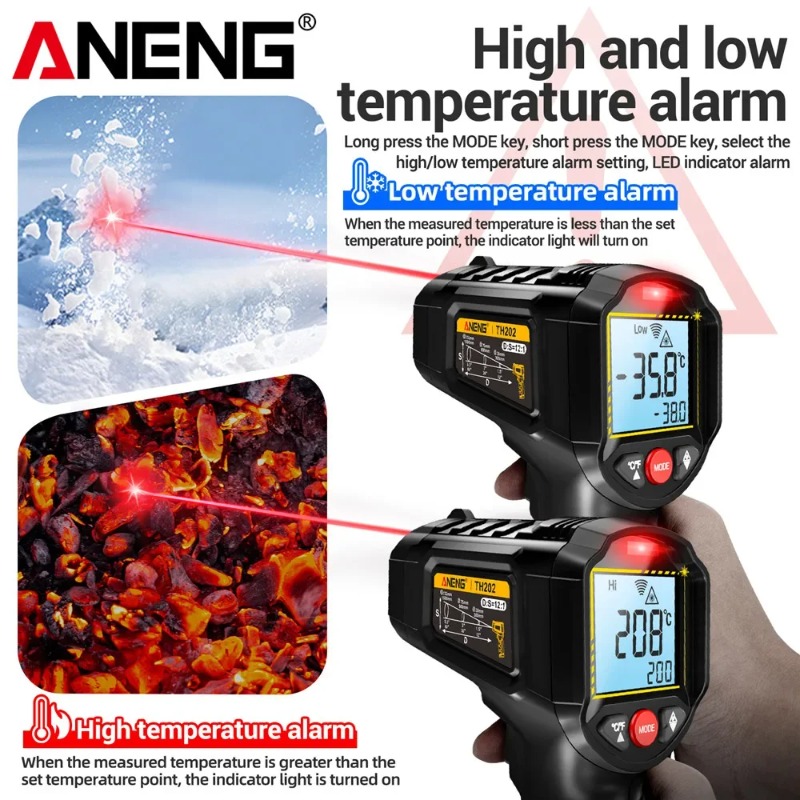 ANENG TH202 Industrial Handhel - مراجعة Industrial Laser Thermometer Gun وسعره