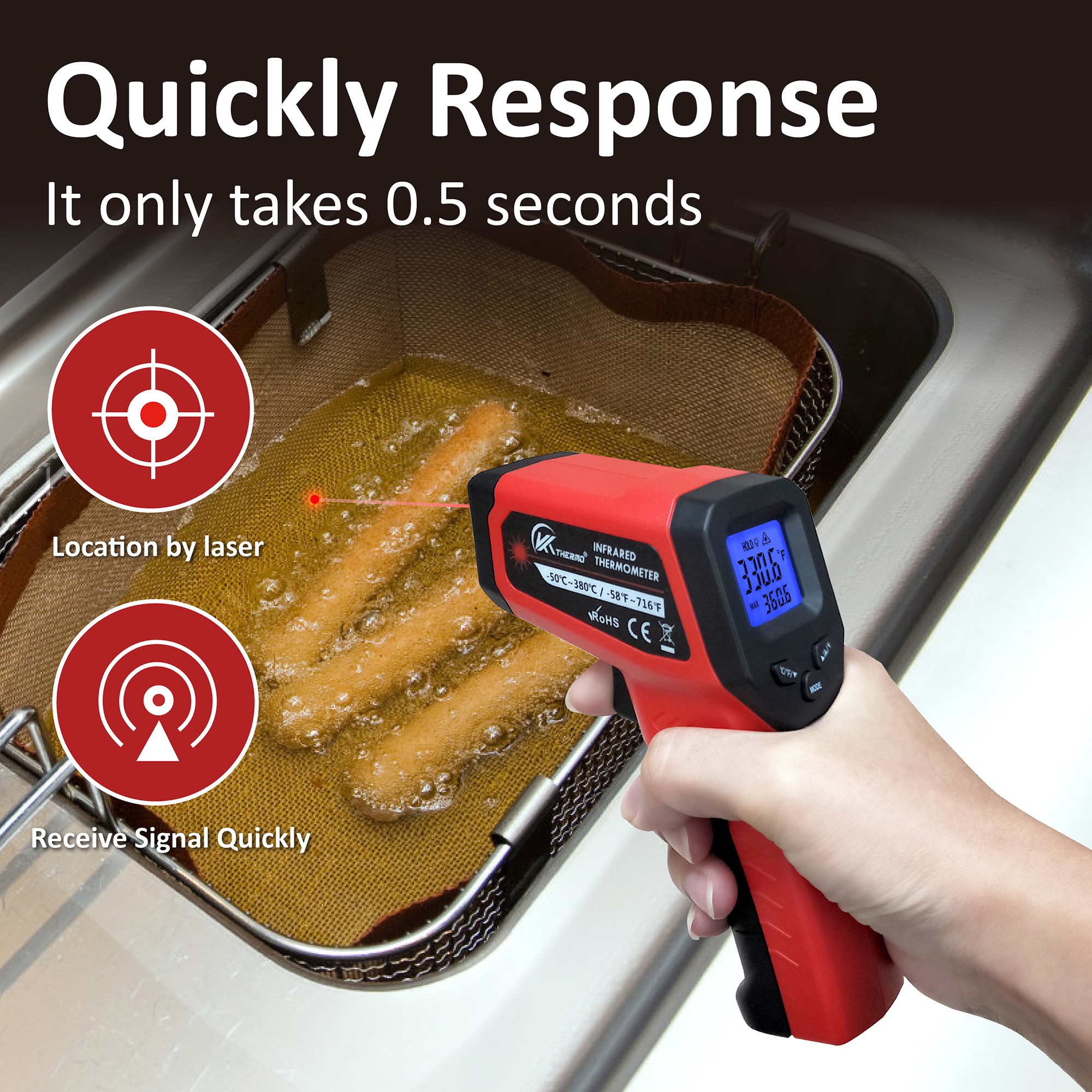 LCD Industrial Electronic Ther - مراجعة Industrial Laser Thermometer Gun وسعره