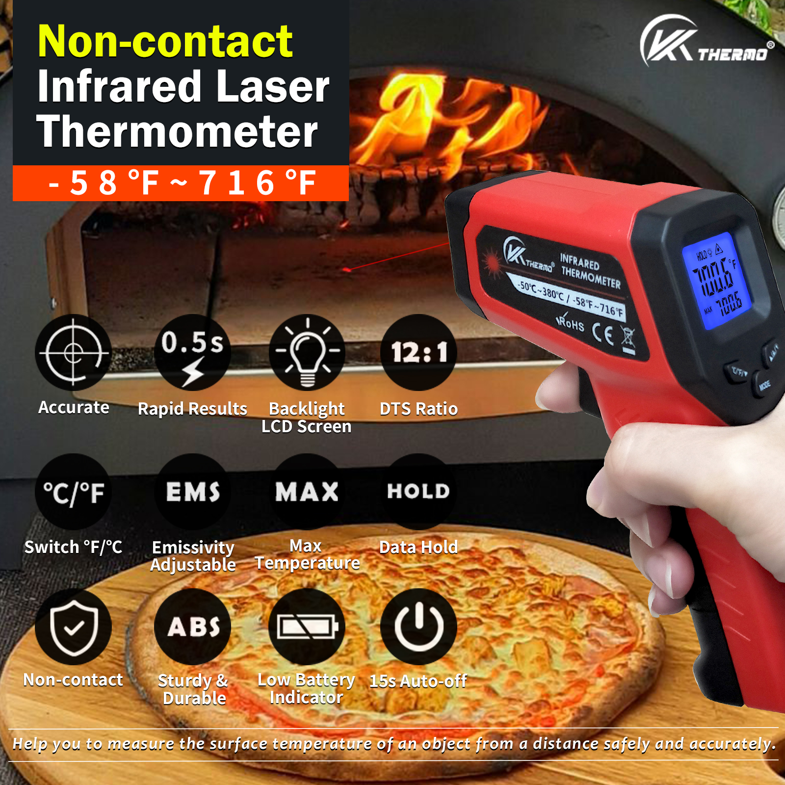 LCD Industrial Electronic Ther - مراجعة Industrial Laser Thermometer Gun وسعره