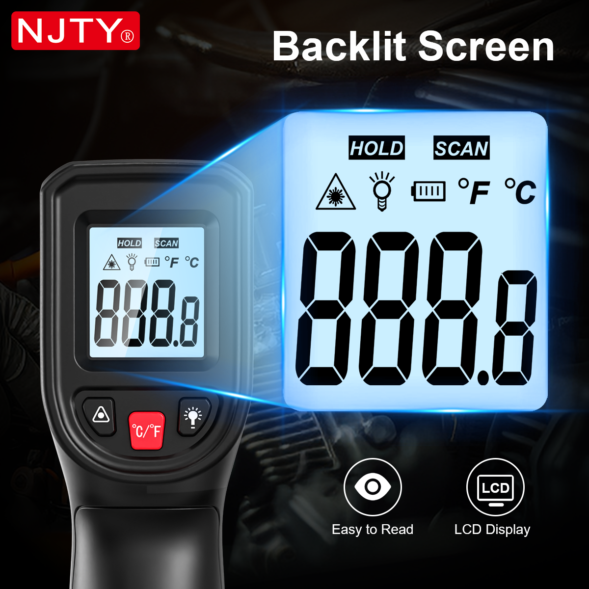 NJTY T600 Infrared Thermometer - مراجعة Industrial Laser Thermometer Gun وسعره