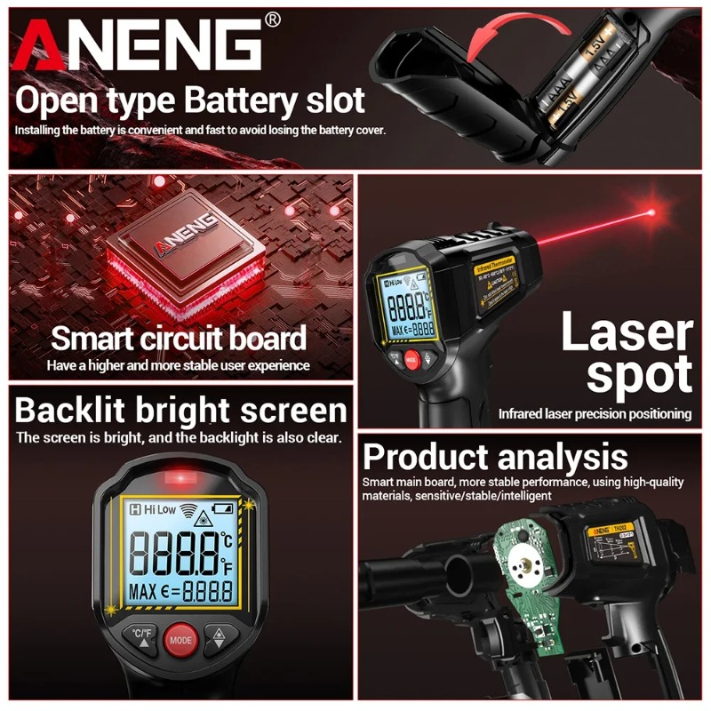 ANENG TH202 Non-contact Infrar - مراجعة Industrial Laser Thermometer Gun وسعره